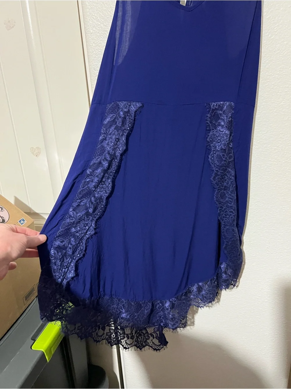 Free People Intimately Royal Blue Eyelashes Lace Trim Slip Dress
